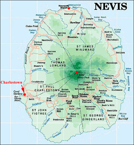 Map Nevis Island - Dusty Shirlene